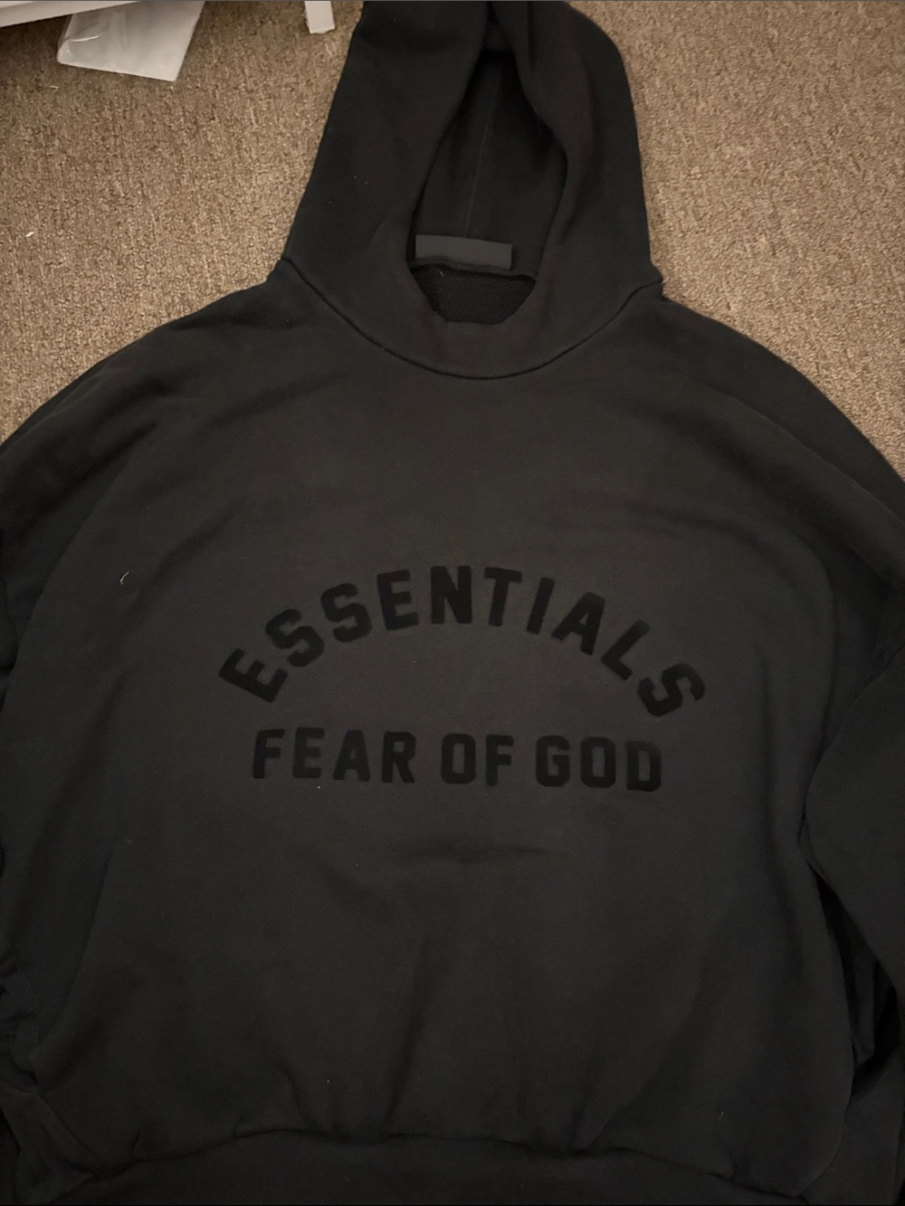 Fear of God Essentials Black Arch Logo Hoodie